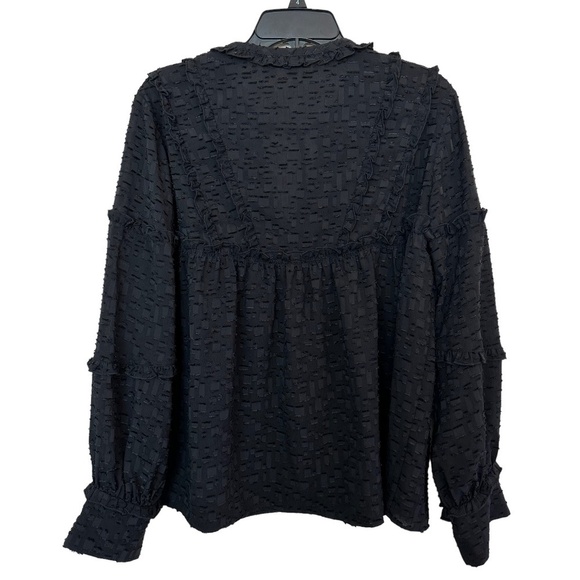 IRO Blouse Women's Size 34/US 4 Black Keyhole Neckline Long Sleeves with button - Picture 11 of 16